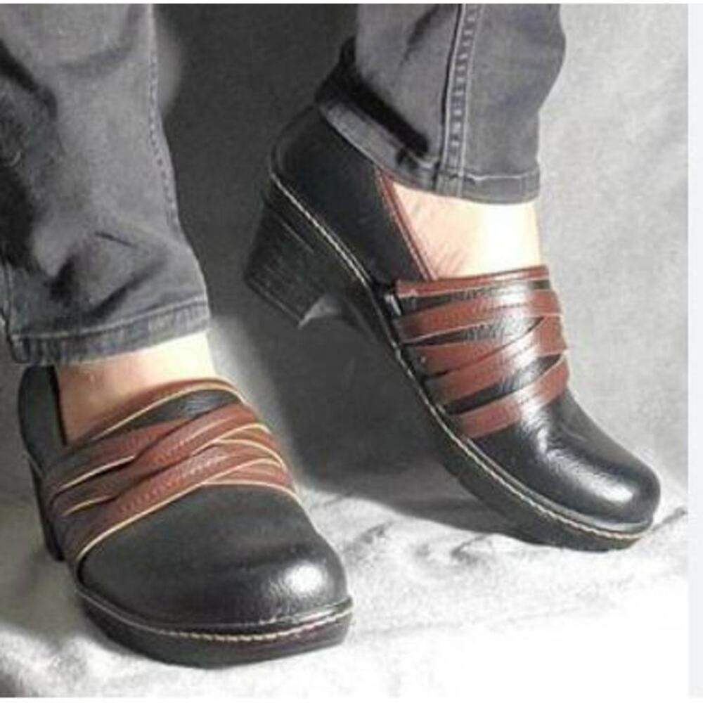 Thom McAn Casper Black Leather Clogs Slip On Comfort Shoes (9.5)